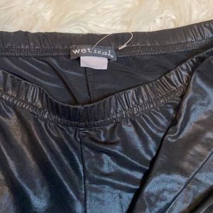 Black Faux leather look Leggings Size Large Wet seal